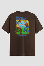 Camiseta Oversized My First Knife Fight Onfight Engraçada OnFight P Chocolate Masculino