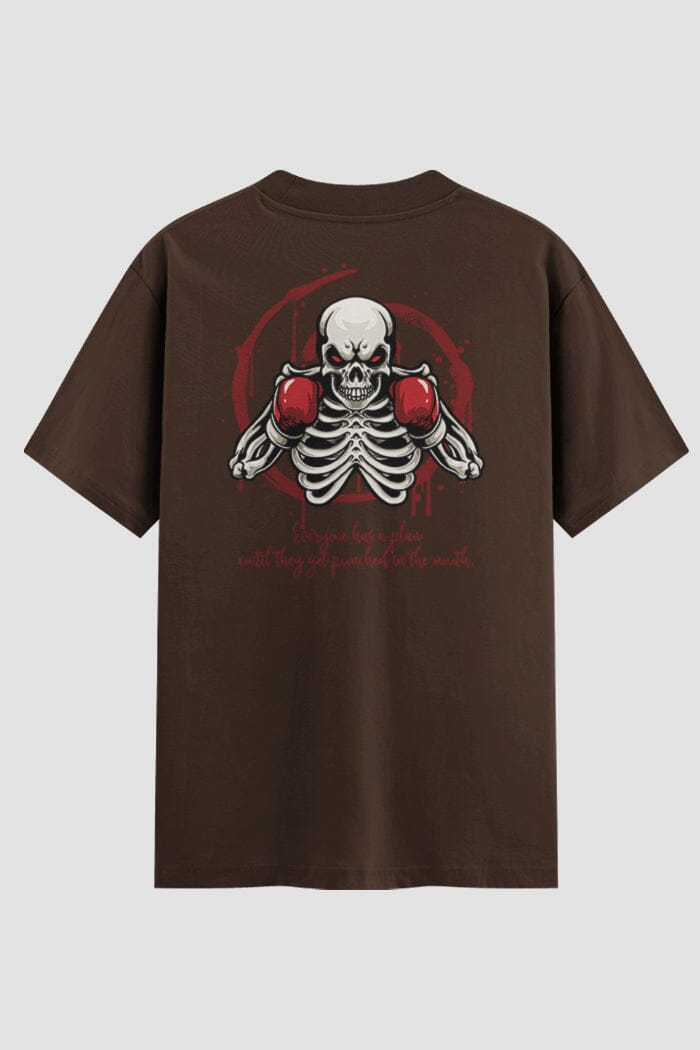 Camiseta Oversized Skull Boxer Onfigh Oversized Boxe OnFight P Chocolate Masculino