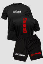 Kit Camiseta Algodão Short Dry Fit Boxe Boxing Club Vermelho kit short e camiseta boxe OnFight 