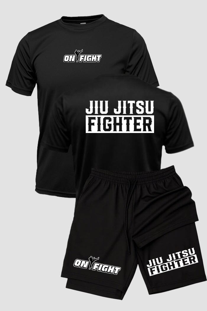 Kit Camiseta Dryfit com Short Dry Fit Jiu Jitsu Fighter Team kit short e camiseta jiujitsu OnFight 