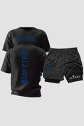 Kit Camiseta Dryfit com Short Dry Fit Muay Thai Fighter Azul Navy kit short e camiseta muaythai OnFight 