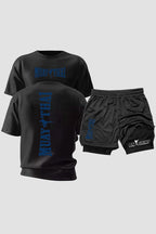Kit Camiseta Dryfit com Short Dry Fit Muay Thai Fighter Azul Navy kit short e camiseta muaythai OnFight 