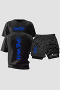 Kit Camiseta Dryfit com Short Dry Fit Muay Thai Thailandês Azul Royal kit short e camiseta muaythai OnFight 