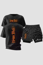 Kit Camiseta Dryfit com Short Dry Fit Muay Thai Tiger Laranja kit short e camiseta muaythai OnFight 
