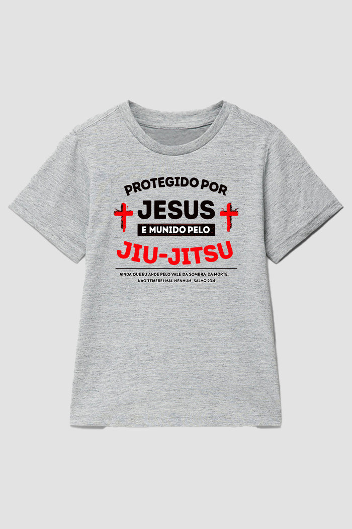 Camiseta infantil jiu-jitsu Protegido por Jesus