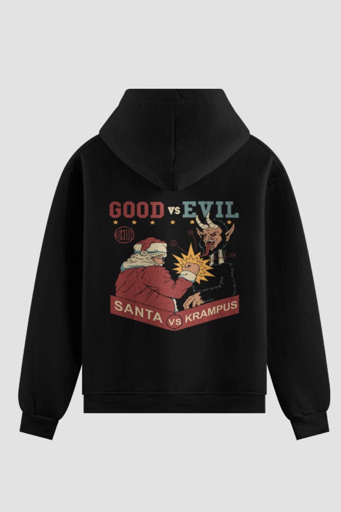 Moletom Santa vs Krampus Onfight Moletons engraçados OnFight P Preto 