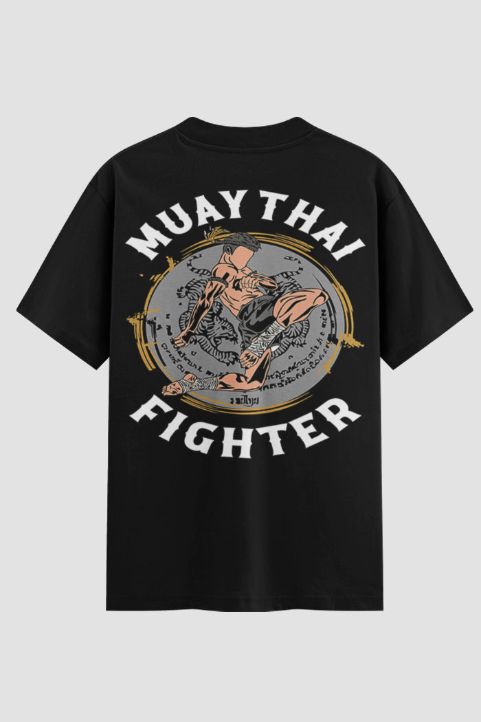 Camiseta Oversized Muay Thai Fighter Emblem