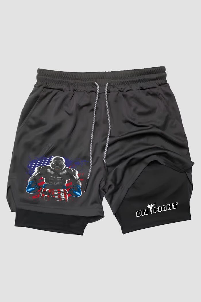 Short de compressão 2 em 1 boxe Boxeador Eua shorts boxe OnFight 