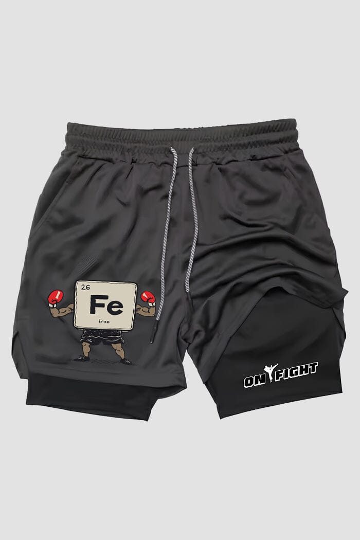Short de compressão 2 em 1 boxe Ferro (fe) Boxeador shorts boxe OnFight 