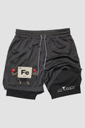 Short de compressão 2 em 1 boxe Ferro Lutador (fe Iron) shorts boxe OnFight 