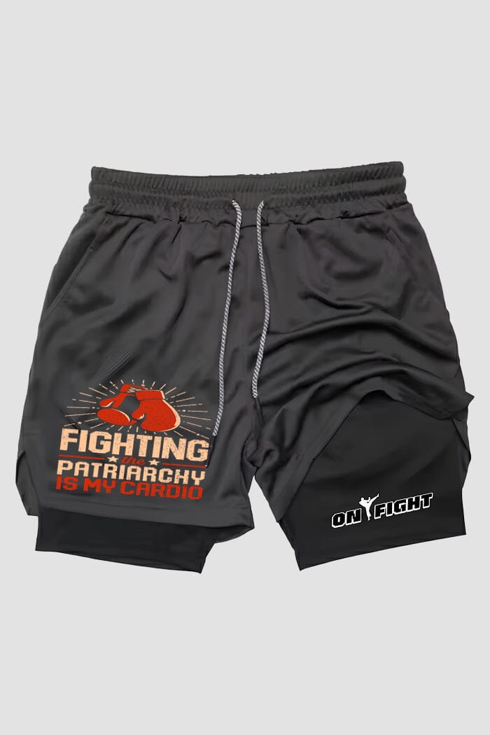 Short de compressão 2 em 1 boxe Fighting Patriarchy shorts boxe OnFight 