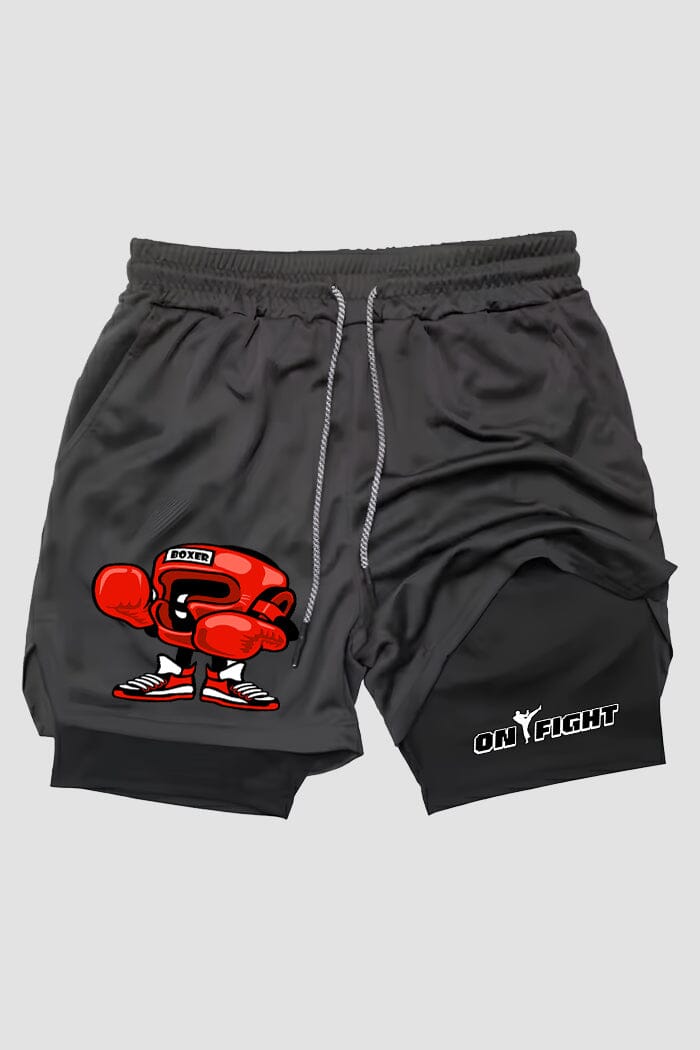 Short de compressão 2 em 1 boxe Luvas 3D Vermelhas shorts boxe OnFight 