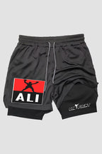 Short de compressão 2 em 1 boxe Muhammad Ali shorts boxe OnFight 