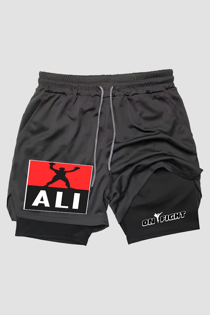 Short de compressão 2 em 1 boxe Muhammad Ali shorts boxe OnFight 