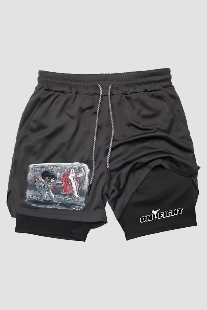 Short de compressão 2 em 1 boxe Rocky Treino de Carne shorts boxe OnFight 