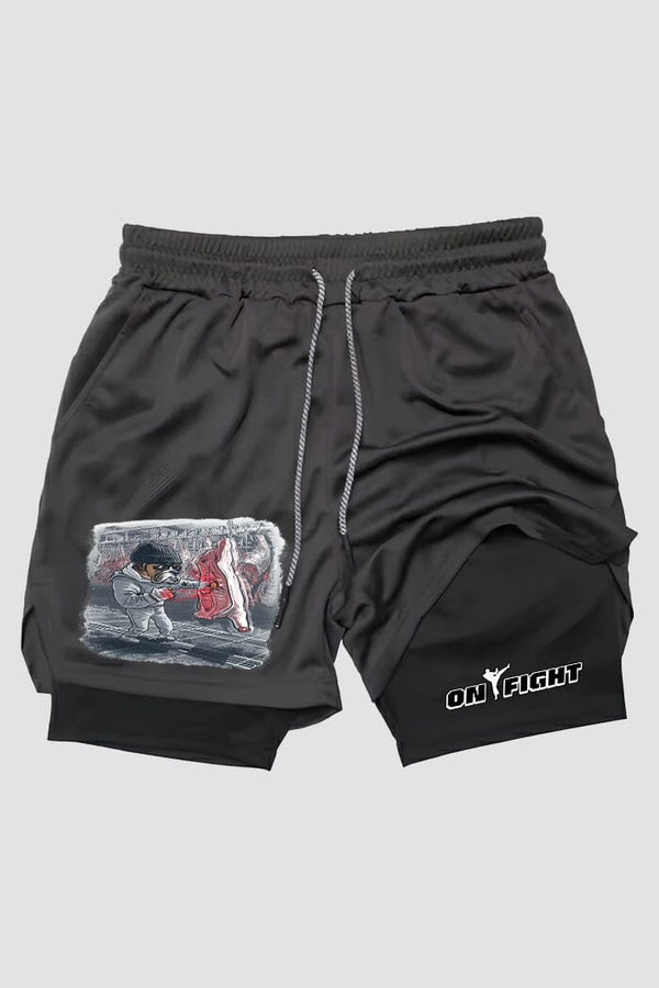 Short de compressão  2 em 1 boxe Rocky Treino de Carne