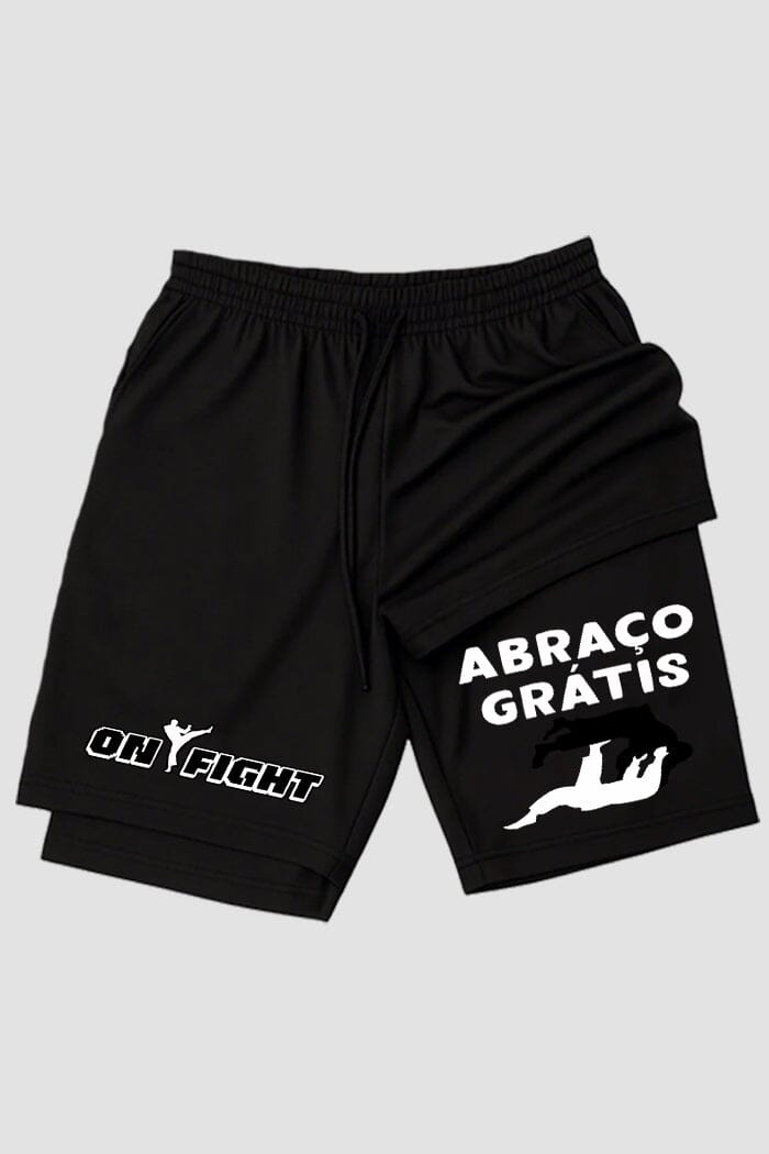Short de compressão 2 em 1 jiu-jitsu Abraço Grátis shorts Jiu-jitsu OnFight 
