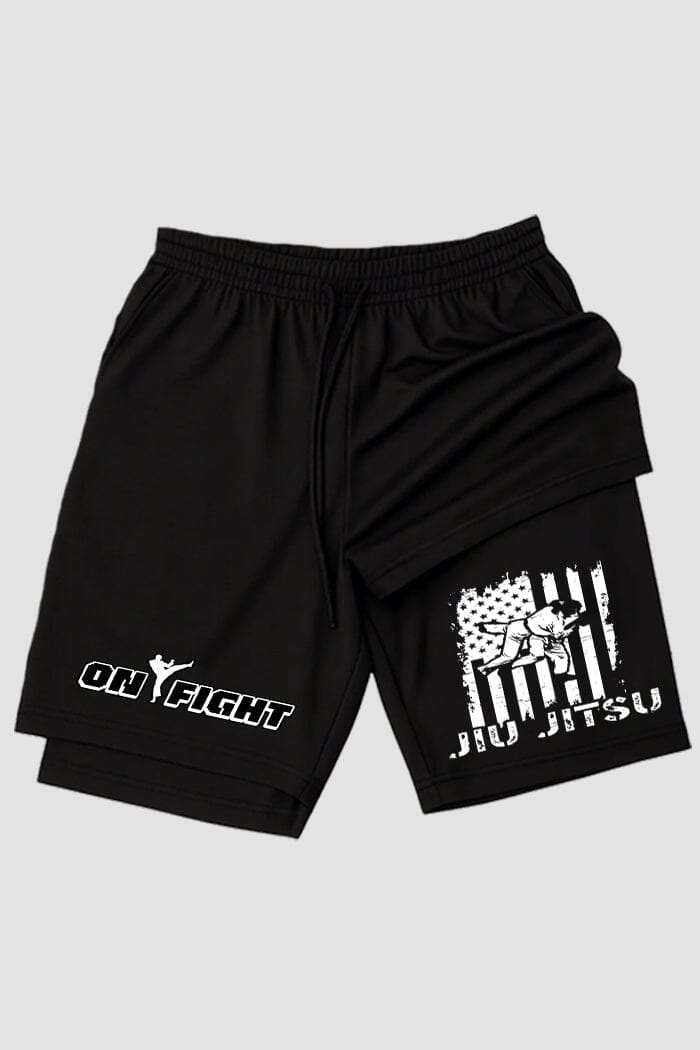 Short de compressão 2 em 1 jiu-jitsu Bjj Patriot shorts Jiu-jitsu OnFight 
