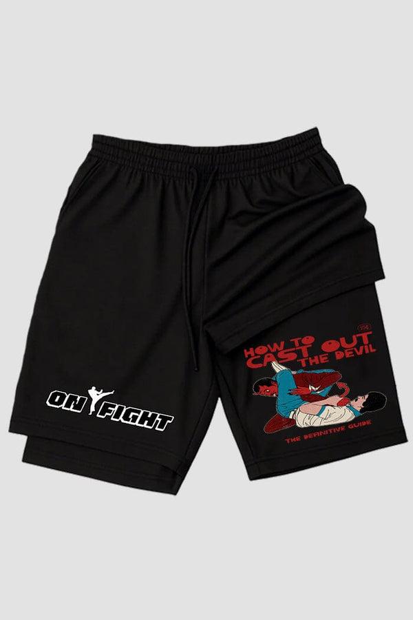 Short de compressão 2 em 1 jiu-jitsu Cast Out The Devil – The Guard Of God