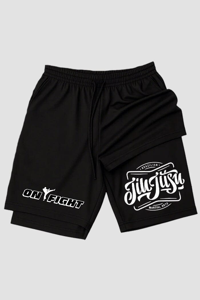 Short de compressão 2 em 1 jiu-jitsu Classic Script Jiu-Jitsu shorts Jiu-jitsu OnFight 