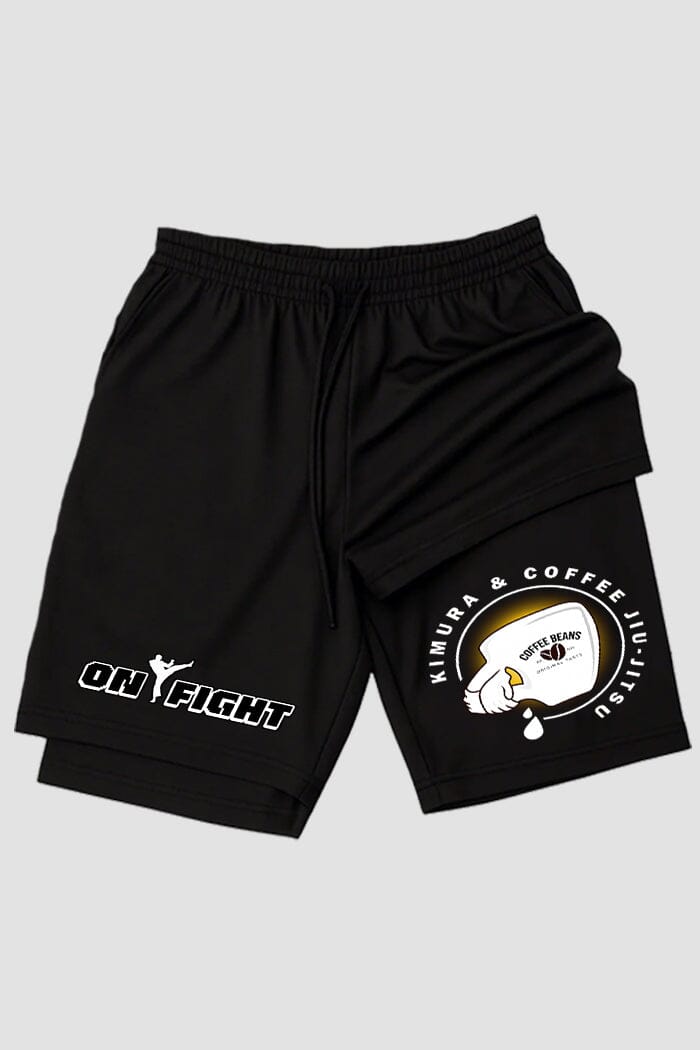 Short de compressão 2 em 1 jiu-jitsu Kimura & Coffee shorts Jiu-jitsu OnFight 