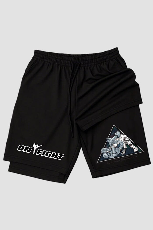 Short de compressão 2 em 1 jiu-jitsu Robo X Astronauta – Triângulo De Guarda Fechada