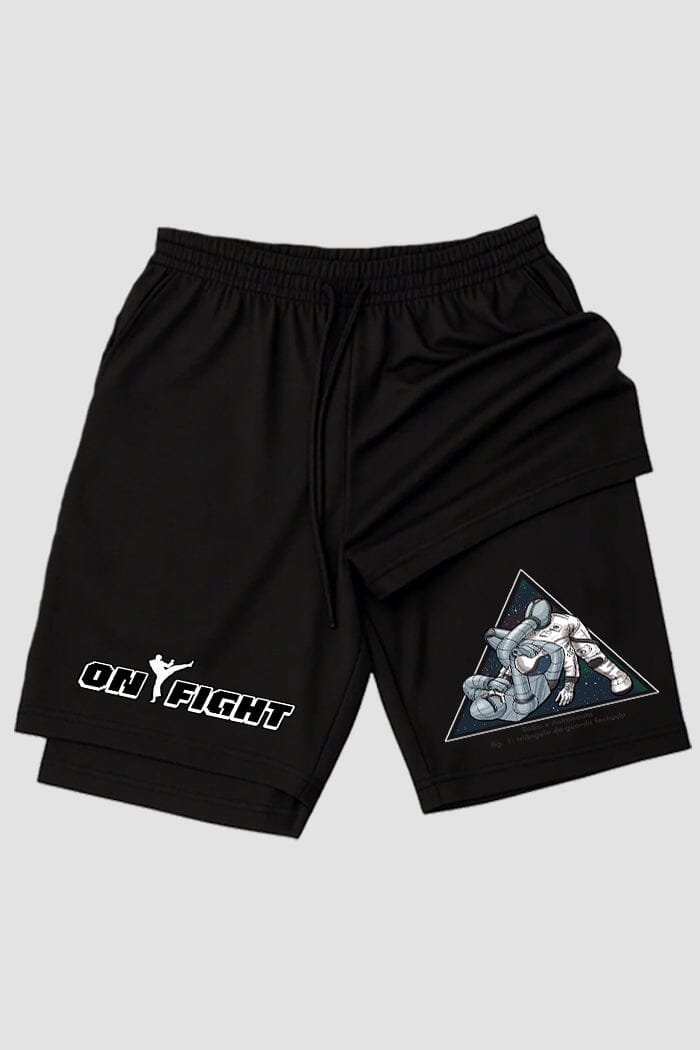 Short de compressão 2 em 1 jiu-jitsu Robo X Astronauta – Triângulo De Guarda Fechada