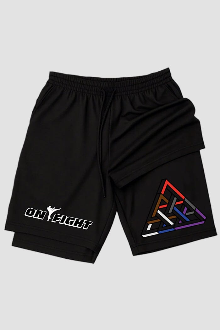 Short de compressão 2 em 1 jiu-jitsu Triangle Of Belts shorts Jiu-jitsu OnFight 