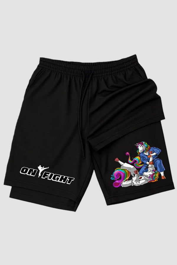 Short de compressão 2 em 1 jiu-jitsu Unicorn Roll