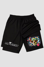 Short de compressão 2 em 1 MMA Skull Wings shorts MMA OnFight 