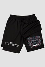Short de compressão 2 em 1 MMA Tattoo Fighter shorts MMA OnFight 