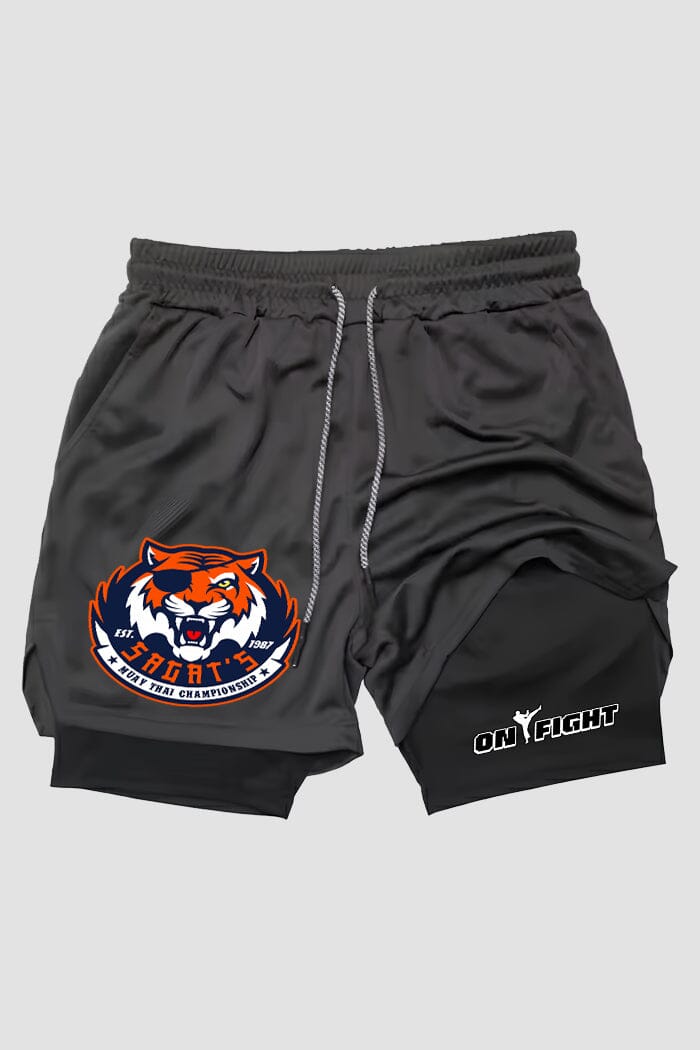Short de compressão Muay Thai 2 em 1 Sagat’s Tiger Championship shorts Muay thai OnFight 