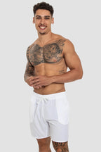 Short Masculino Moda Praia Tactel Secagem Rápida Liso com Bolsos – Onfight Elastano OnFight P Branco 