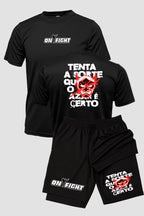 Kit Camiseta Dryfit com Short Dry Fit Jiu Jitsu Tenta a sorte que o azar é certo