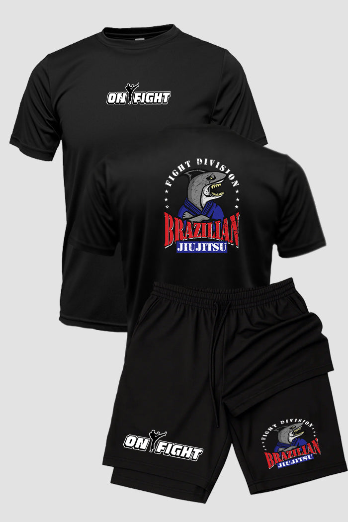 Kit Camiseta Dryfit com Short Dry Fit Jiu Jitsu Fight Division